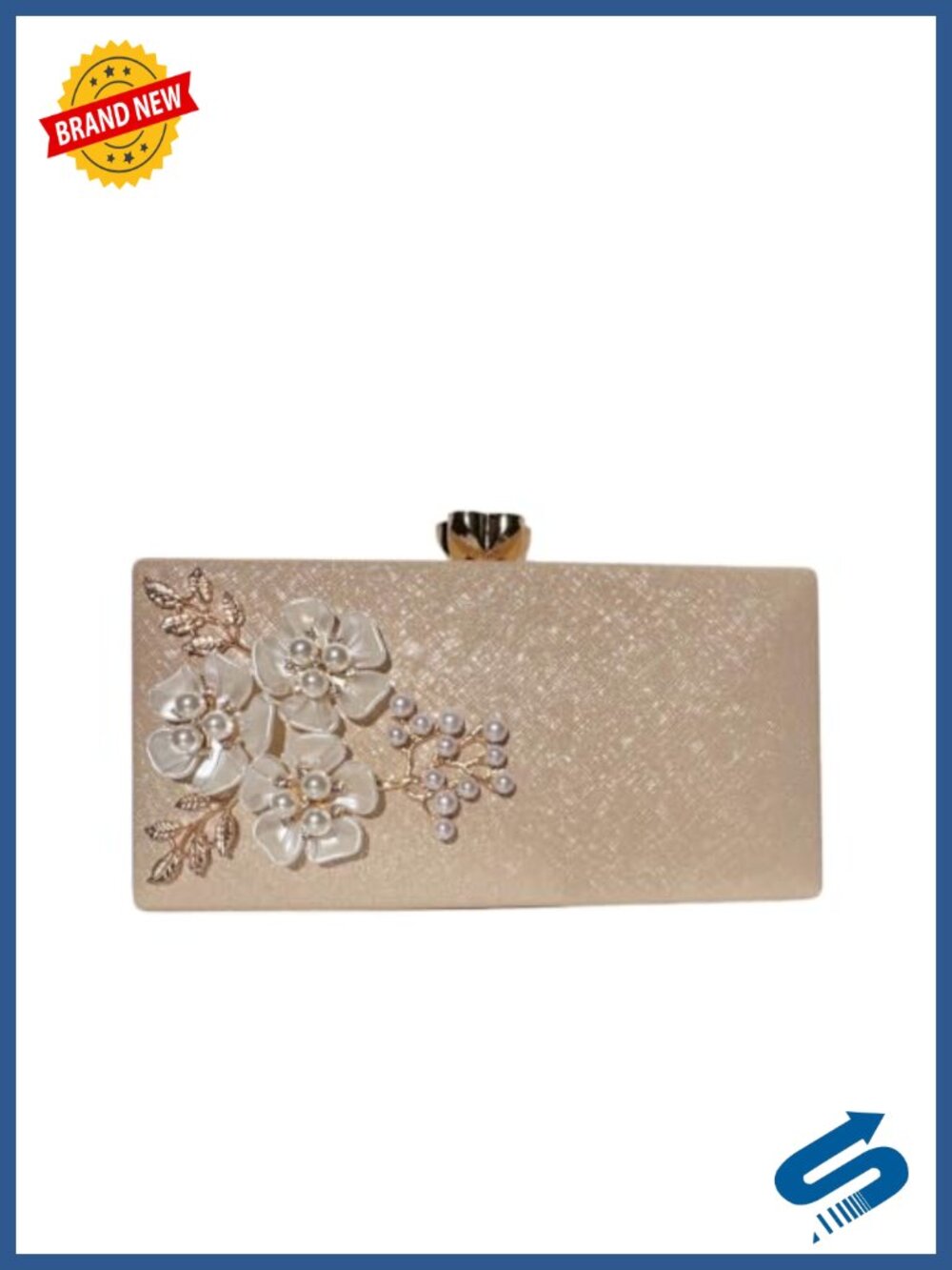 Floral Square Evening Clutch Handbag Polyester Formal Wedding Bag
